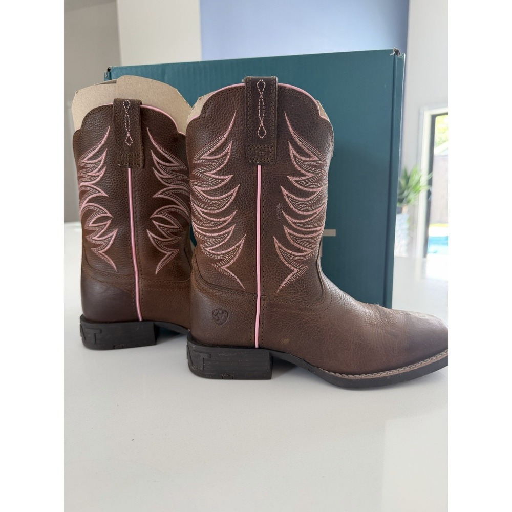 Ariat Firecatcher Y Kids Western Cowboy Boots Rowdy Brown Pink Size 2.5 M EU 33 - Picture 11 of 16